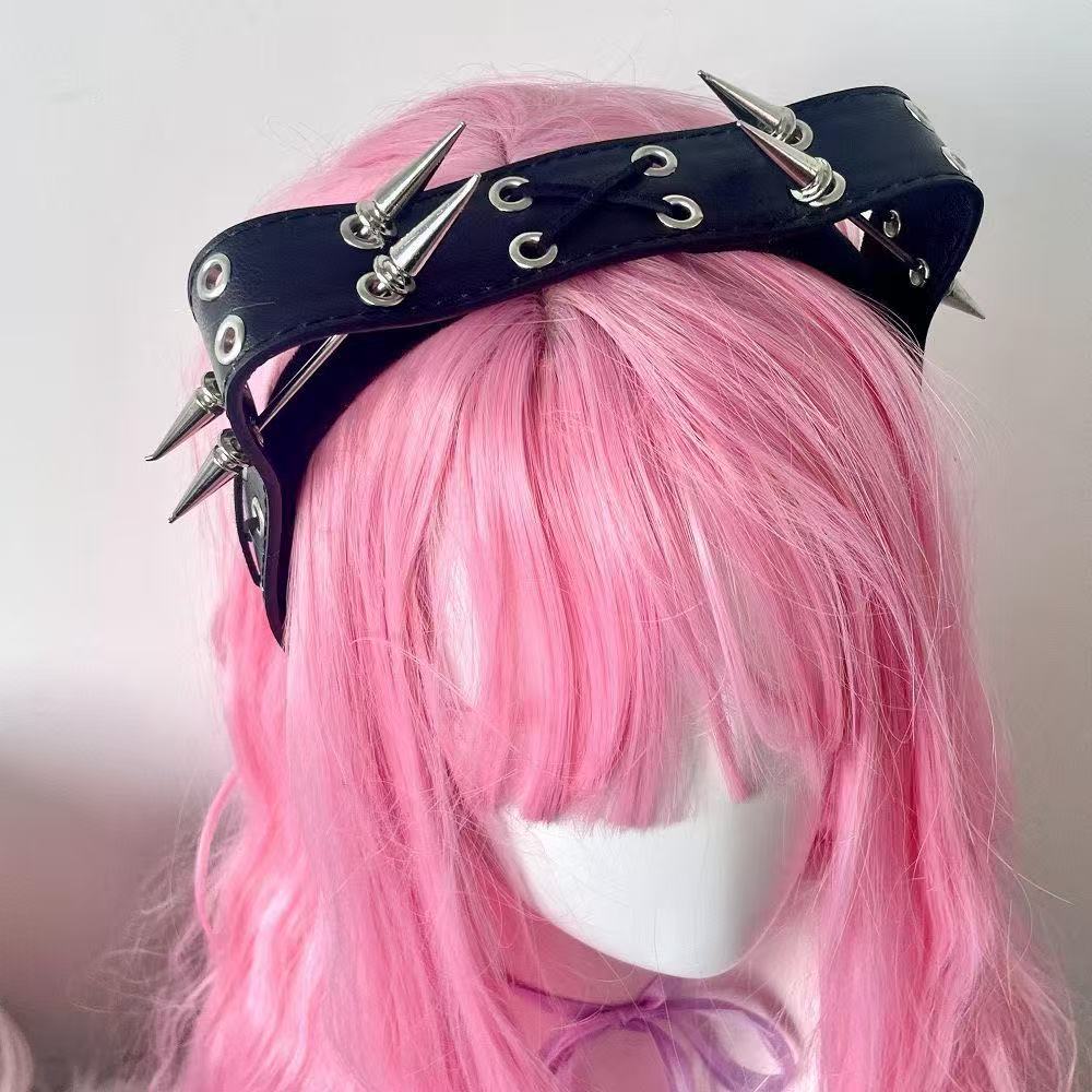 Men Accessories Earrings - Punk Harajuku Haarband met Spijkertjes, Y2K