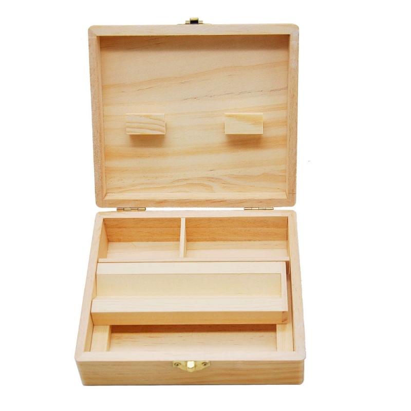 Men'S Accessories Organizer Tray - Houten opbergdoos met roltafel, natuurlijke bamboe