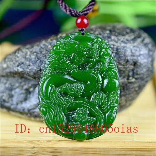 Men'S Accessories Jewelry - Natuurlijke Groene Chinese Jade Draak Hanger