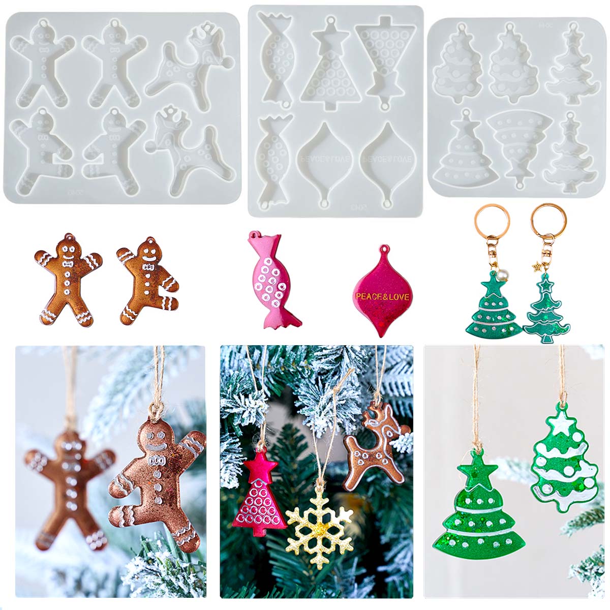Men Accessories Earrings - Kerstserie Oorbellen Hanger Siliconen Mal DIY