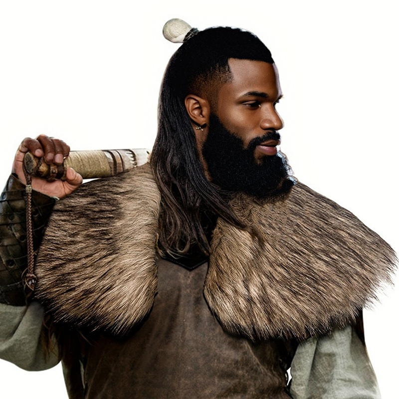 Men'S Viking Accessories - Middeleeuwse namaakbontkraag bont schouder man Viking