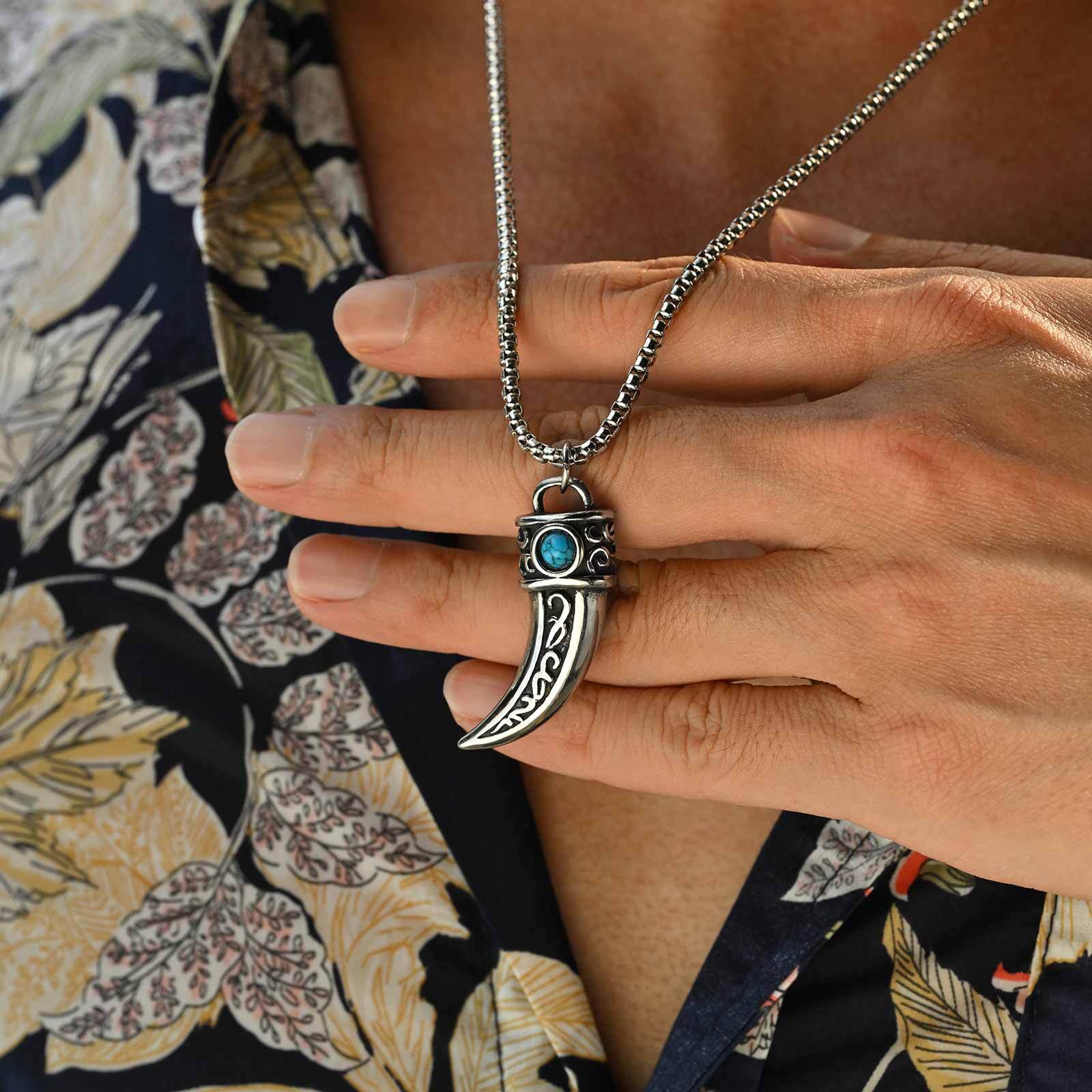Men Accessories Ethnic - Vintage hoorn bedels ketting voor mannen
