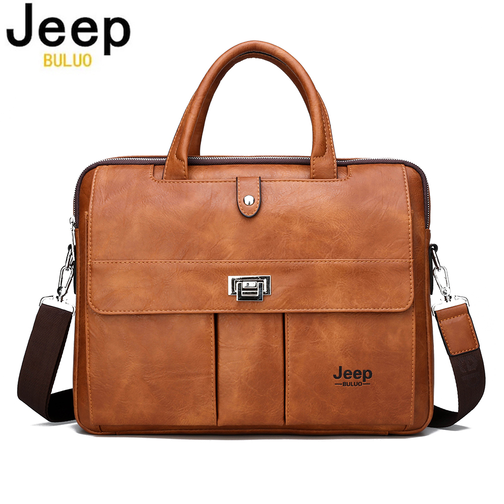 Men Accessories Bag - Jeep Buluo leren aktetas voor heren,