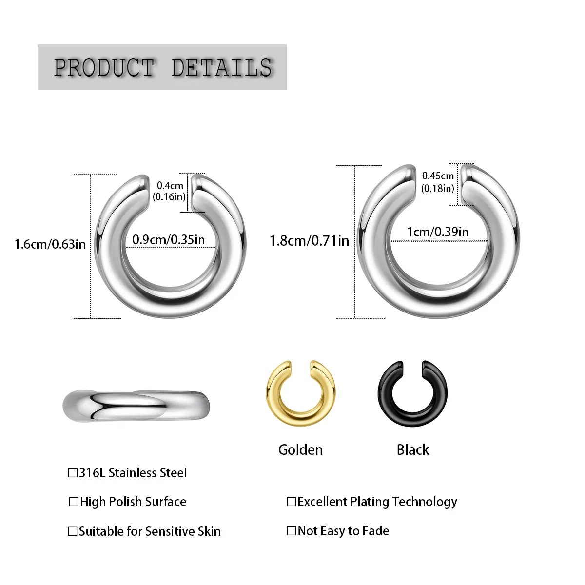 1 stuk Exaggerated C-vormige n - Men Accessories Earrings recensie en prijs
